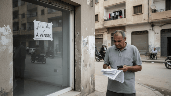 شاب مغترب ينظر بإحباط إلى إعلان لبيع عقار بأسعار خيالية في الحسيمة